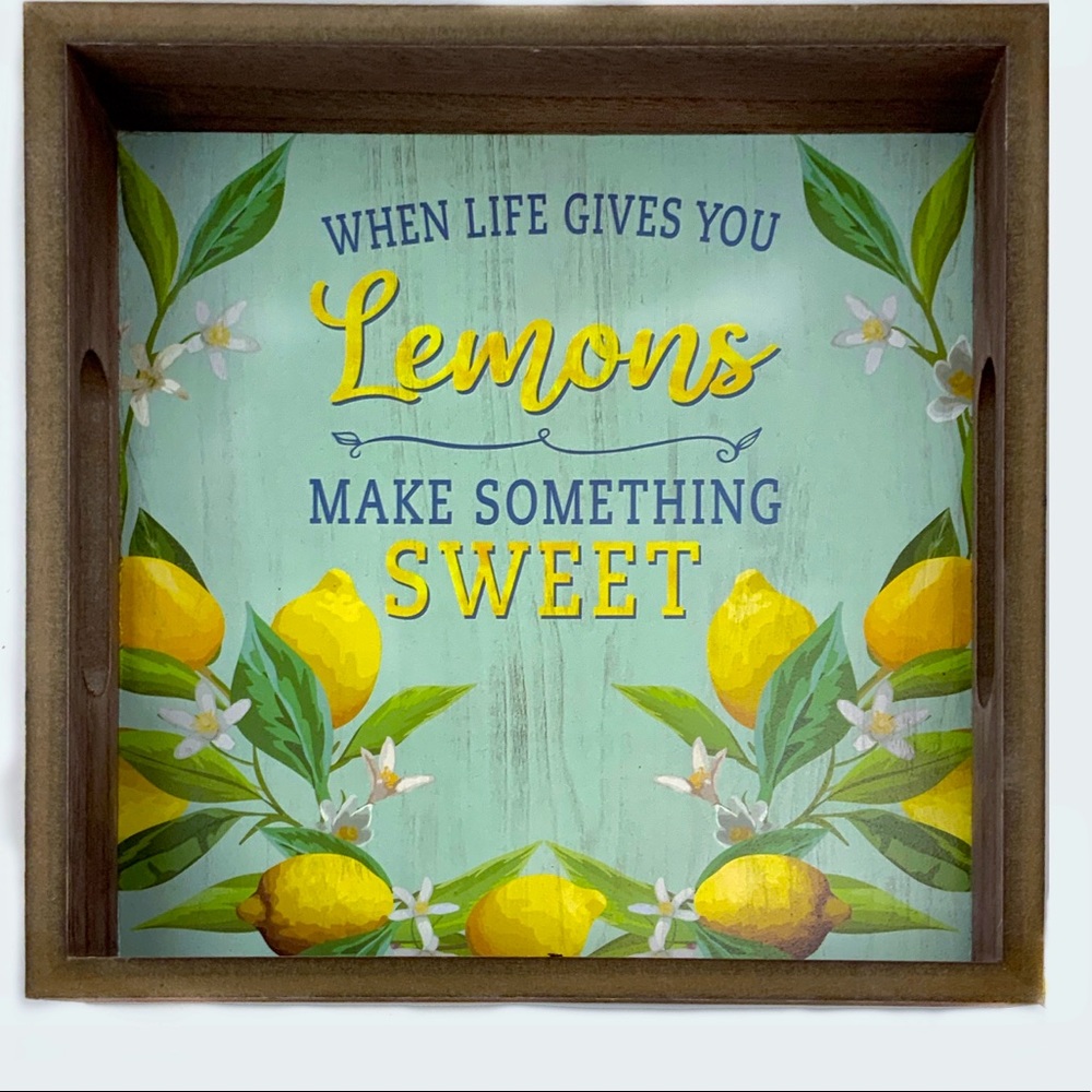 Square Wood Tray Lemons When Life Gives You Lemons Make Something Sweet Country - Picture 2 of 9
